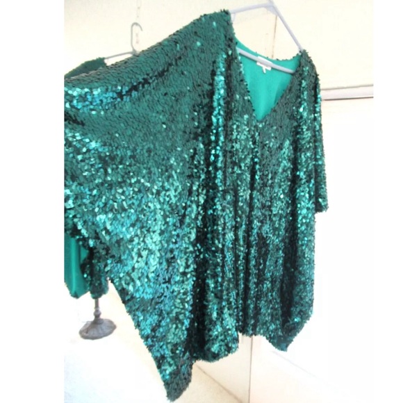 RIPLEY RADER Woman Emerald Green Sequined Formal tunic/dress - Picture 1 of 4